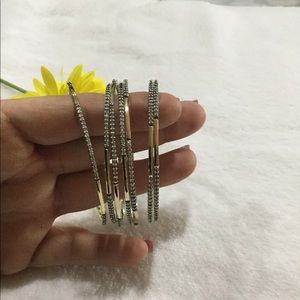 925 SS and Gold 7 Bangles with fine clear CZ